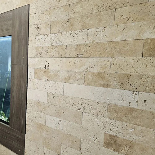 Travertine Classic téglaburkolat ( valódi mészkő ) 40,6 x 8 cm, vastagság 1,2 cm